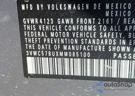 2021 Volkswagen Jetta 1.4T R-Line/1.4T S/1.4T Se from USA, damaged, VIN 3VWC57BUXMM085100